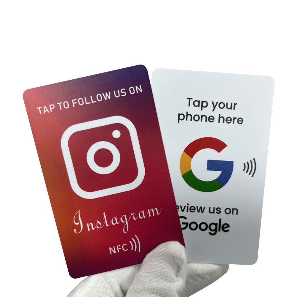 Custom Logo QR Code 213 / 215 / 216 13.56mhz NFC PVC Card Plastic for Business Card Google Review Card