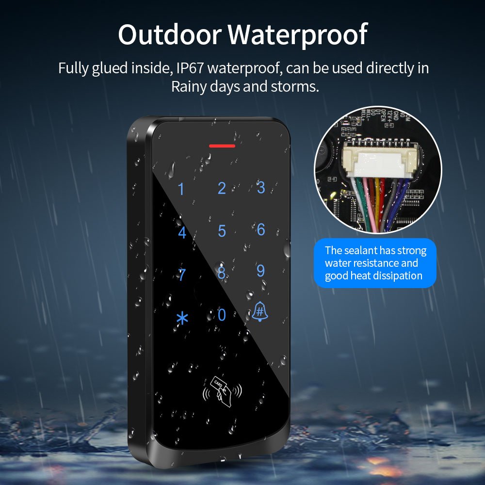 IP67 Waterproof Bluetooth Tuya App NFC RFID 13.56Mhz IC M1 Access Control Keypad Biometric Fingerprint Touch Access Controller