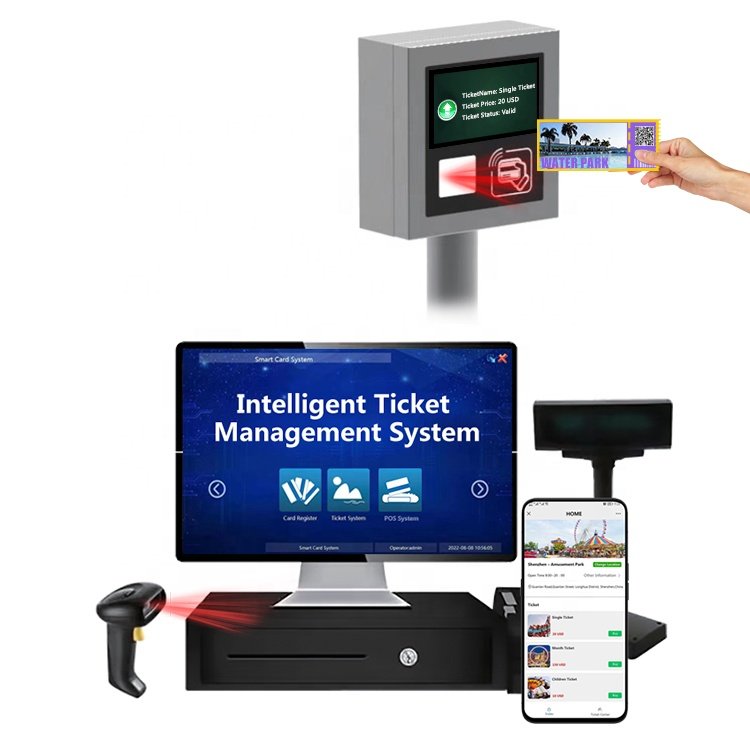 Solution self-service payment smart ticketing system quickest selling qr code wristband software museum machine