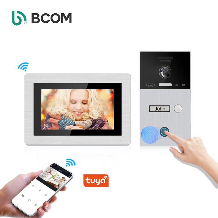 Bcom Wifi Intercom System2 Way IP Intercom System Memory Card Duplex Fingerprint Lock Touch Button Fingerprint Access Control