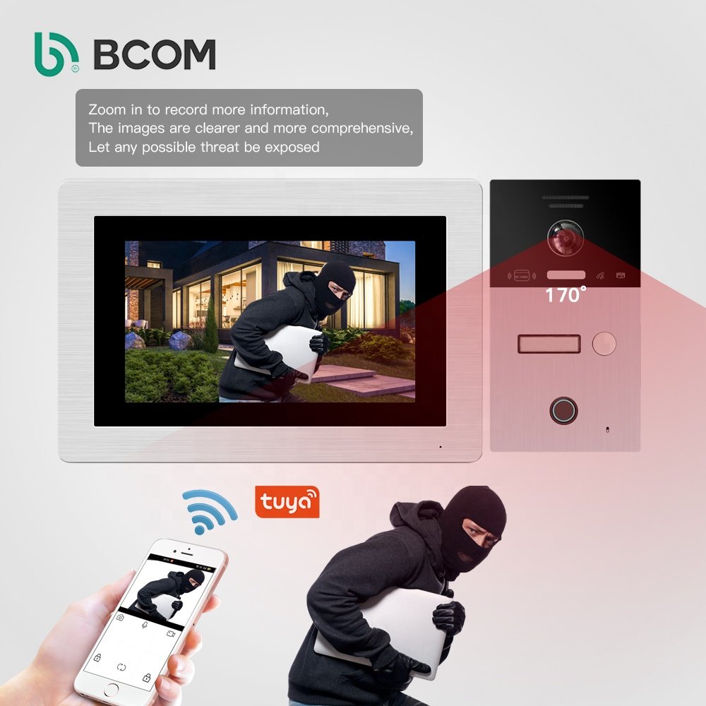 Bcom Wifi Intercom System2 Way IP Intercom System Memory Card Duplex Fingerprint Lock Touch Button Fingerprint Access Control