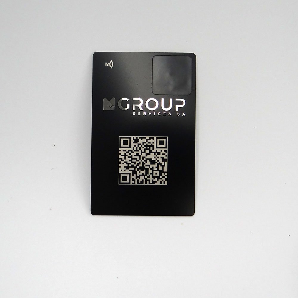 both side laser engraving NFC CHIP 213 / 215 / 216 Matt Black Mirror Gold / Silver NFC Metal Business Card for social media sha