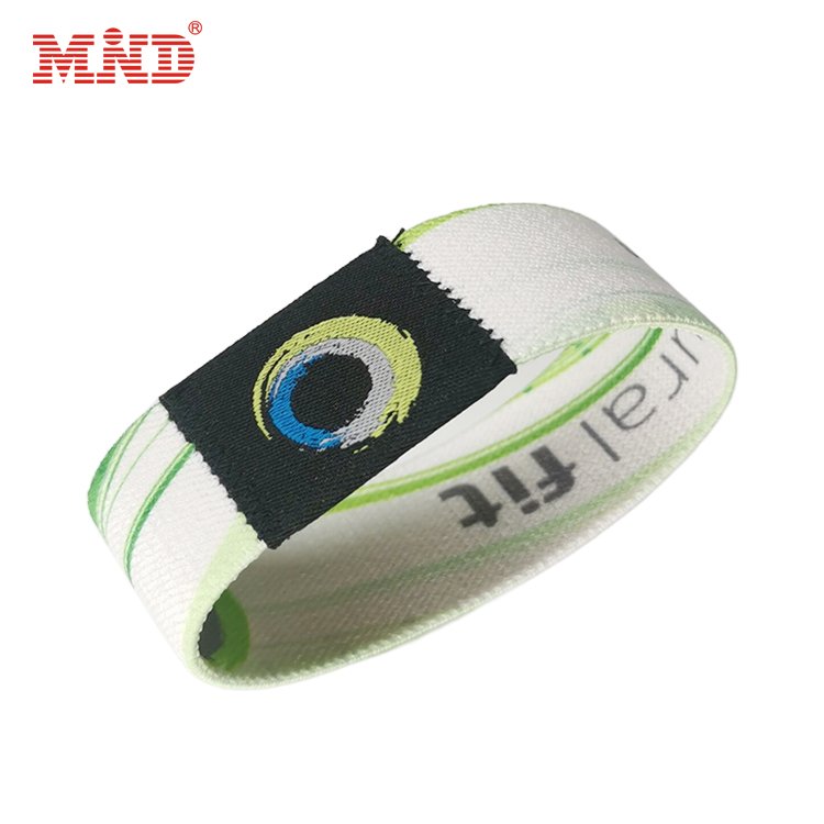 Custom Logo Reusable wrist bands strap Smart Rfid NTAG 215 Chip Access Control Bracelet Stretchy Elastic Woven NFC Band