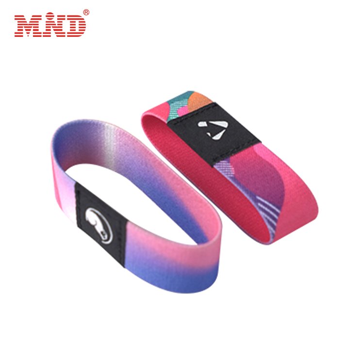 Custom Logo Reusable wrist bands strap Smart Rfid NTAG 215 Chip Access Control Bracelet Stretchy Elastic Woven NFC Band