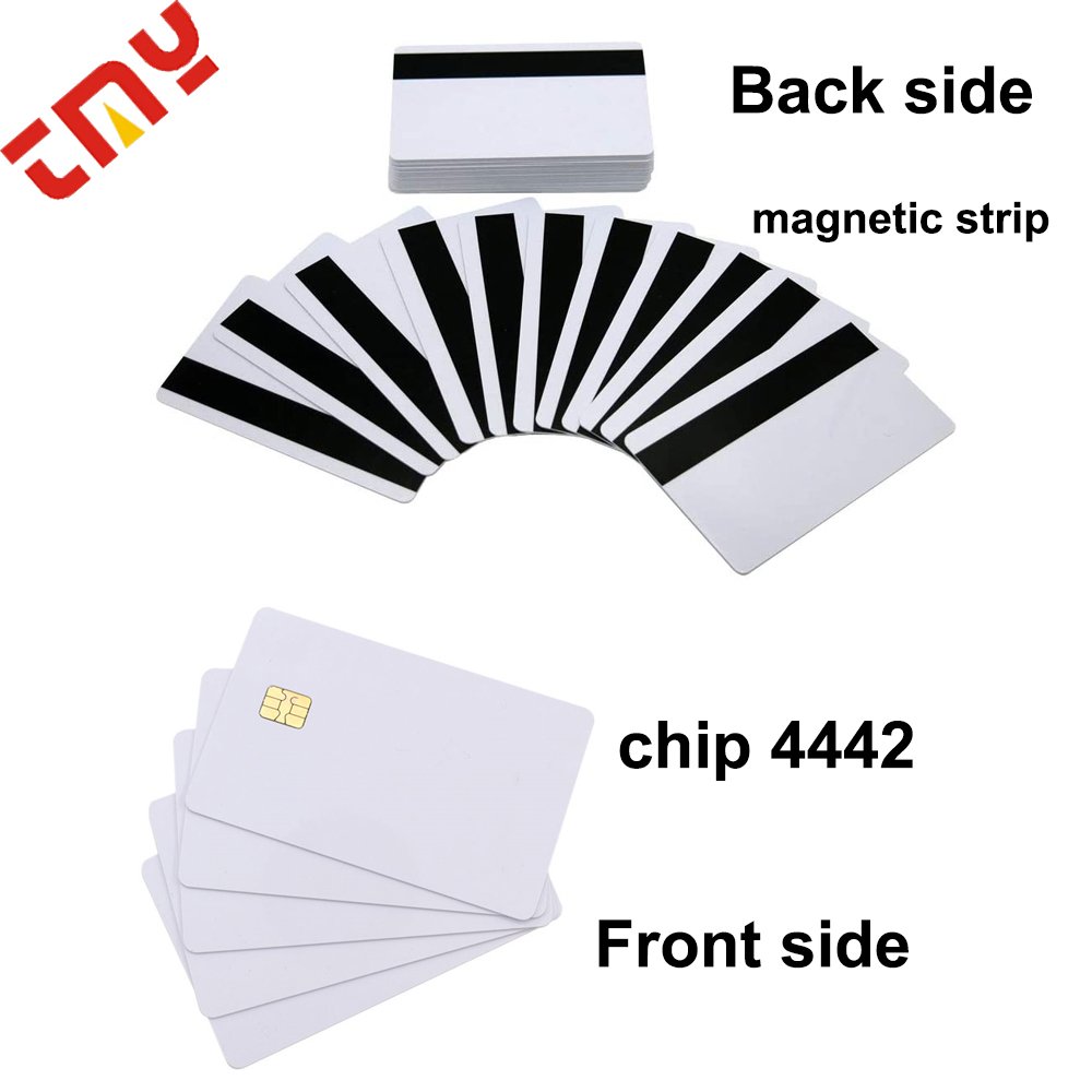 Rfid Contact IC SLE4442 Emv Chip Blank Smart Chip Visa Credit Card Size 30 Mil PVC Plastic Card With Hico Magnetic Stripe