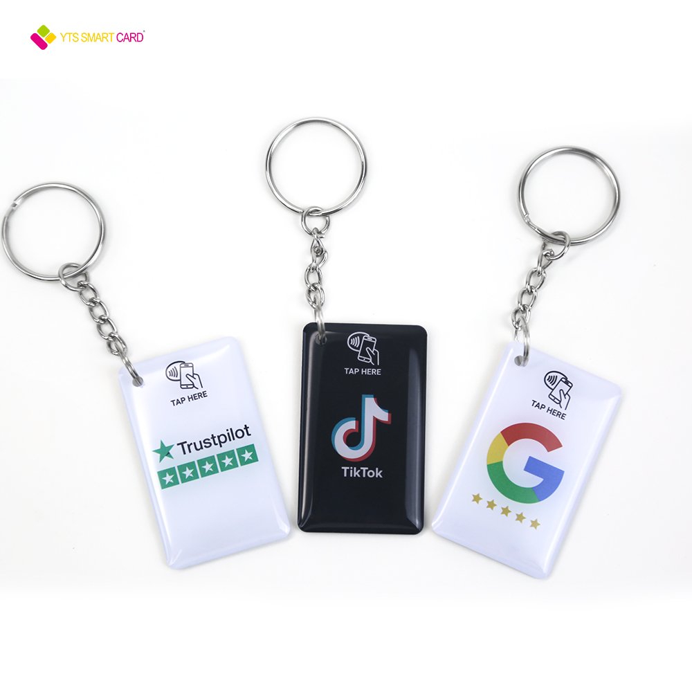 YTS factory price customize Waterproof nfc rfid chip keychain access control billet epoxy name card