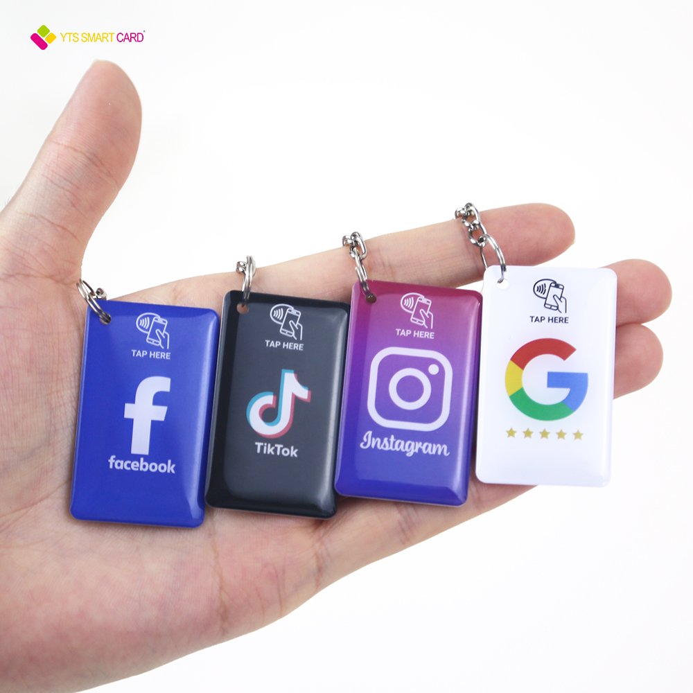 YTS factory price customize Waterproof nfc rfid chip keychain access control billet epoxy name card