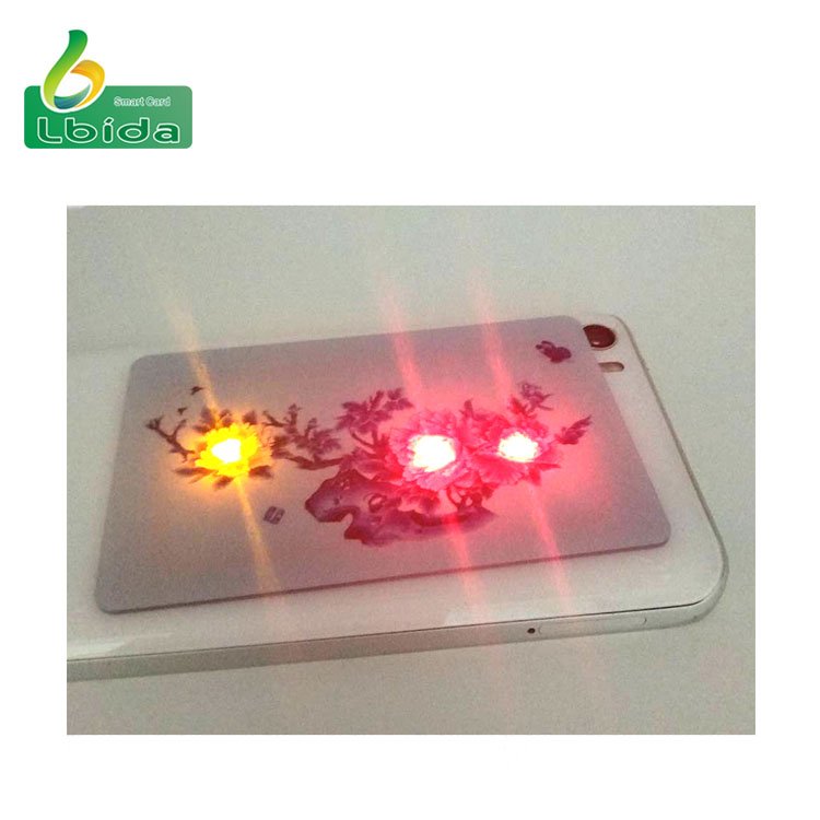 ISO 14443A 13.56mhz NFC customized epoxy rfid card with LED light