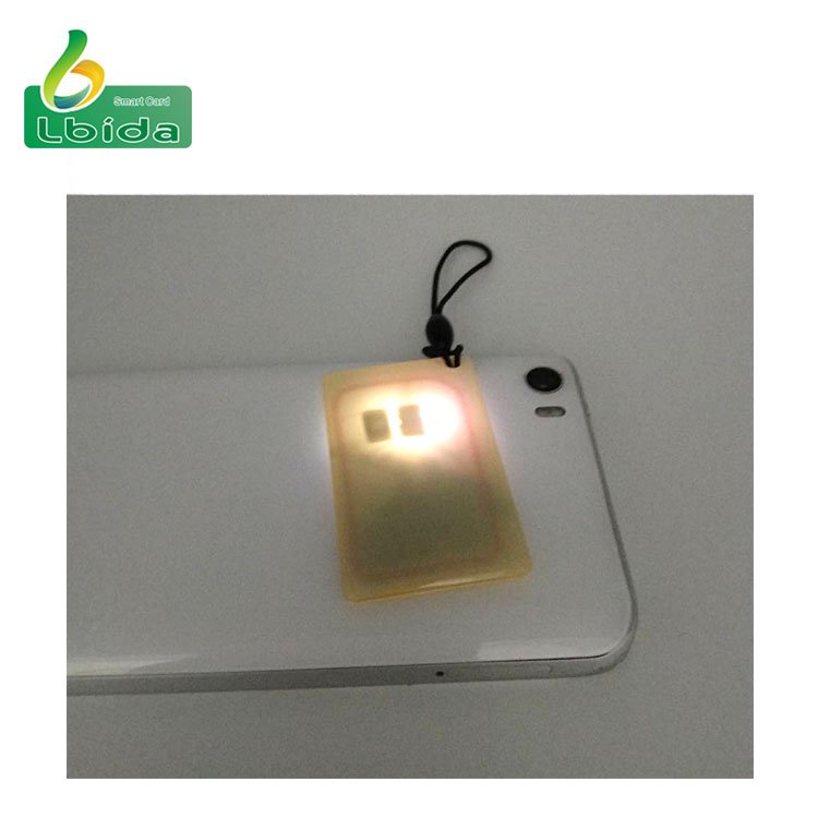 ISO 14443A 13.56mhz NFC customized epoxy rfid card with LED light