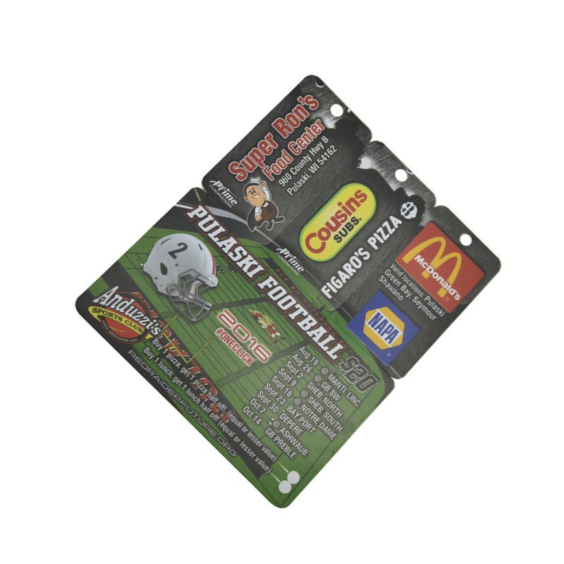Custom Triple PVC Combo Card Membership Barcode VIP Loyalty Card 3-up Key Tag card
