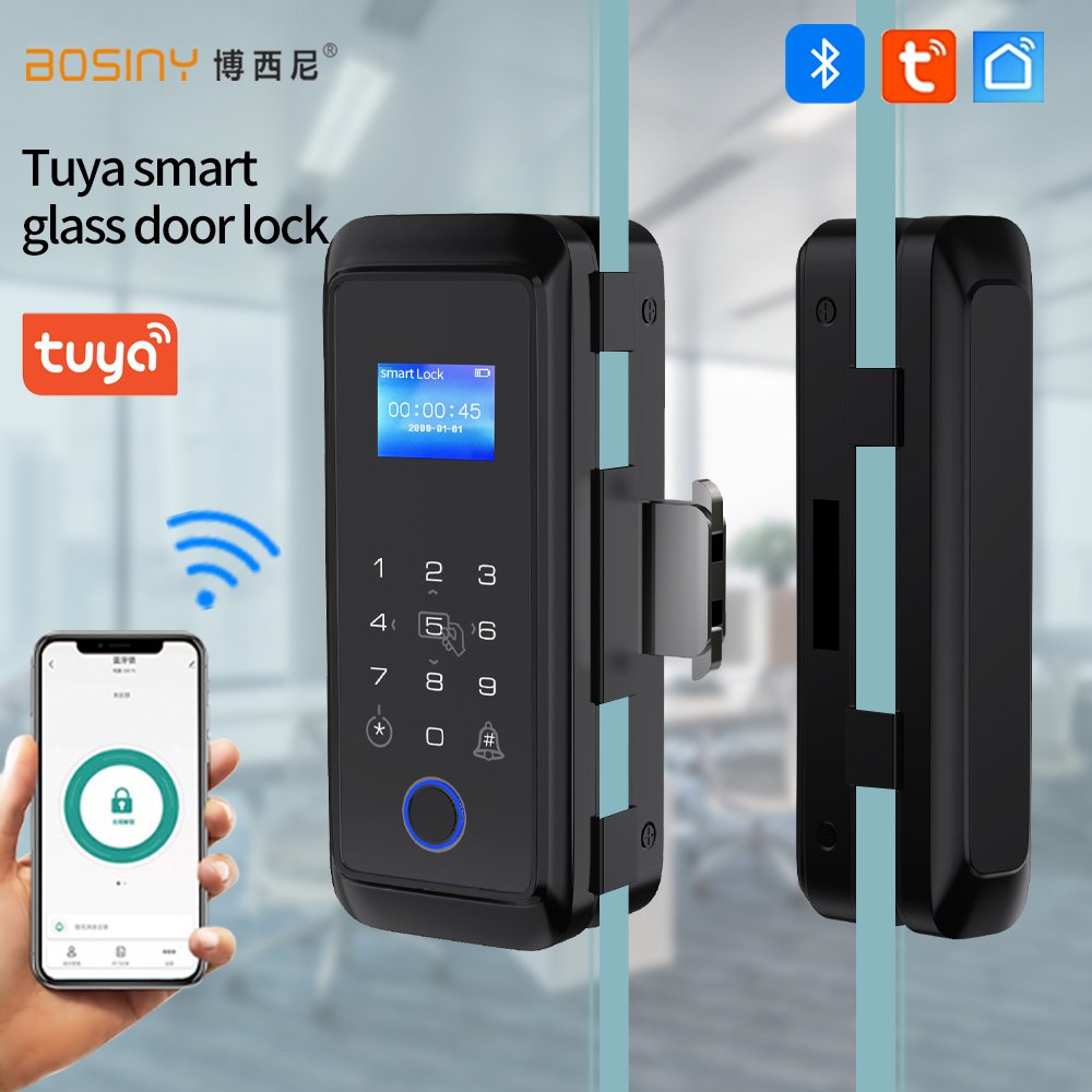 Tuya Bluetooth Fingerprint Smart Lock for Office Store Wooden Glass Sliding Door Fingerprint RFID 13.56Mhz Card Password Unlock