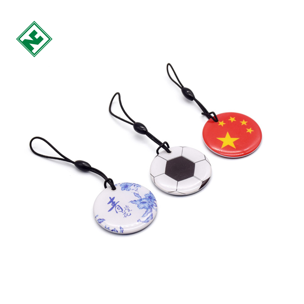 Custom Printing Waterproof 13.56MHz HF RFID NFC Epoxy Card With Black Rope For Access Control