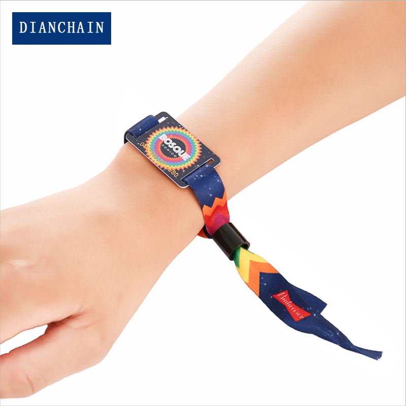 RFID PVC card braided wristband tag Heat transfer NFC wristband access control system