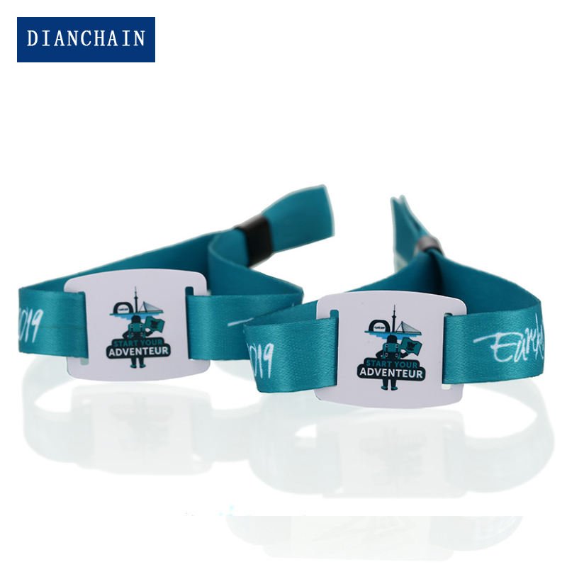 RFID PVC card braided wristband tag Heat transfer NFC wristband access control system