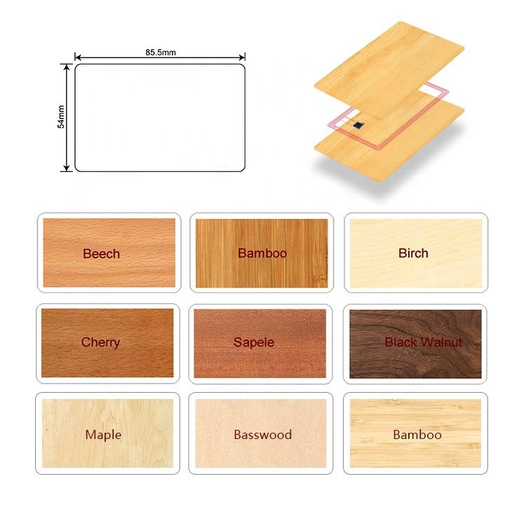 125Khz Wooden Access Control Hotel Key Card Wood RFID TK4100 EM4200 EM4305 T5577 Card