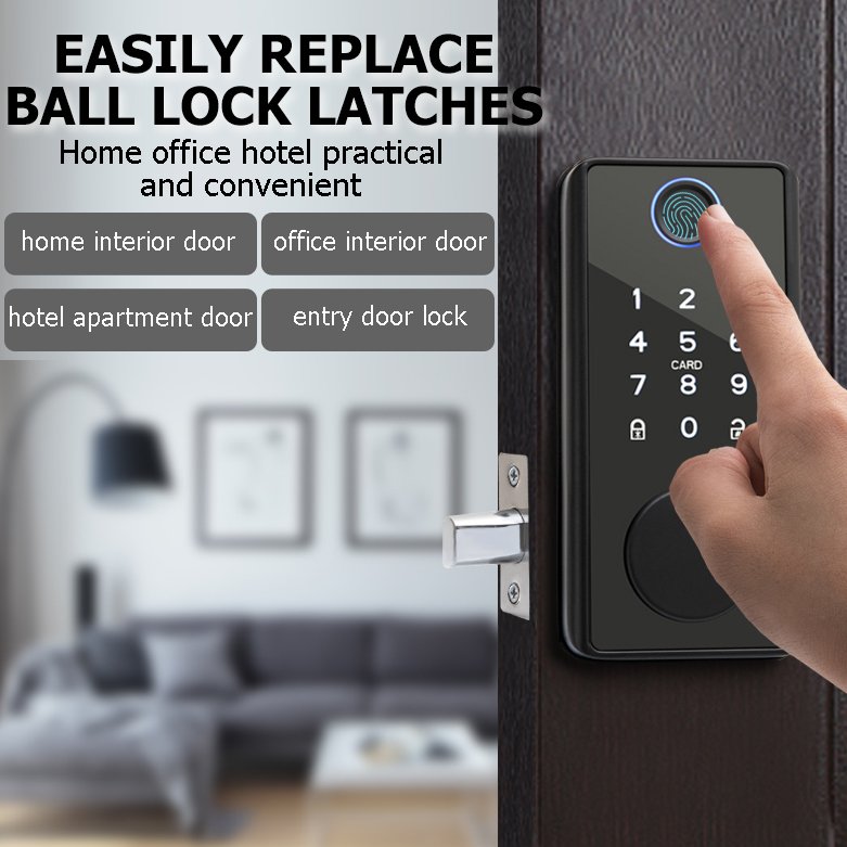 Kadonio Keyless Card Door Lock Dead Bolt Lock Security Mortise Access Control Door Locks With Mobile APP