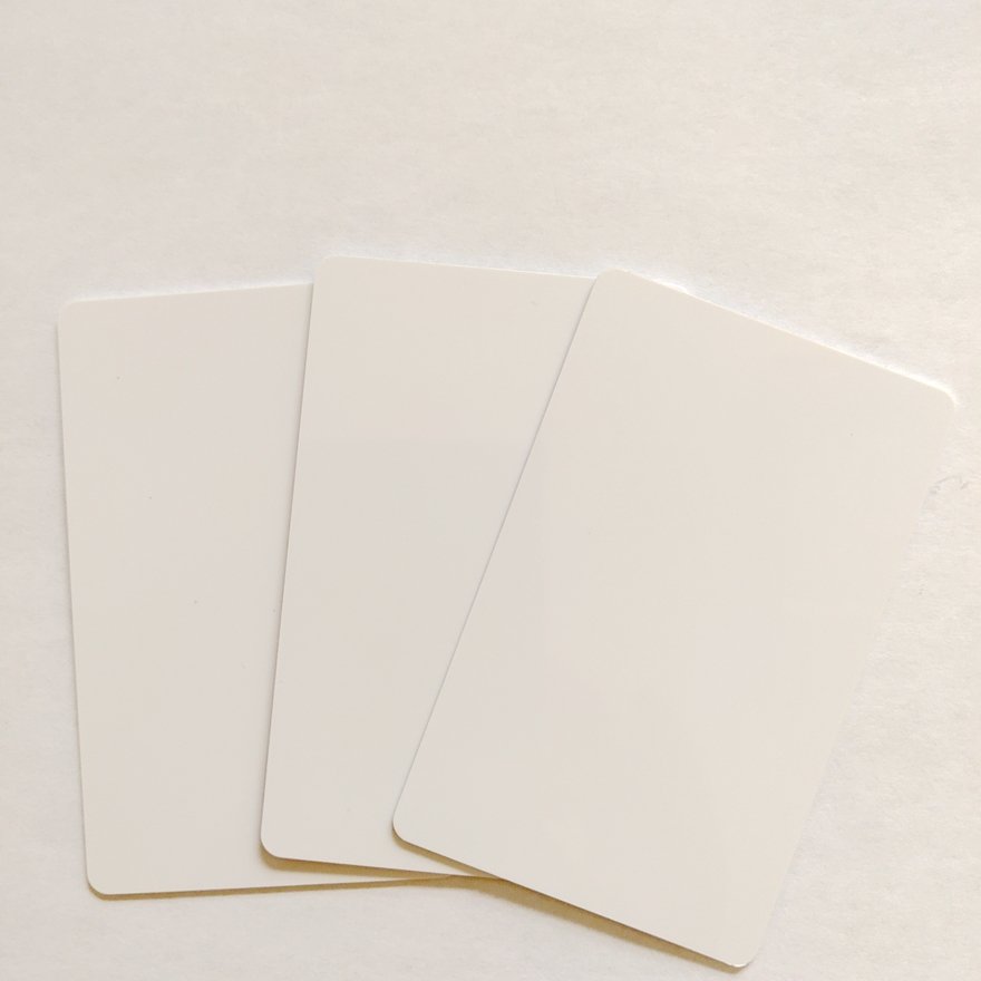 Hot sale High quality PVC blank business card customized thickness with film both side off white color White plastic smart card