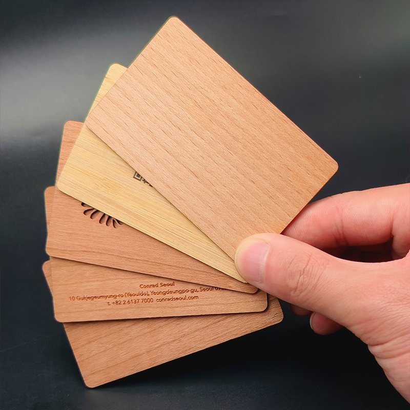 Friendly environment material wood walnut cherry NFC card custom logo RFID smart wood card laser printed for access control