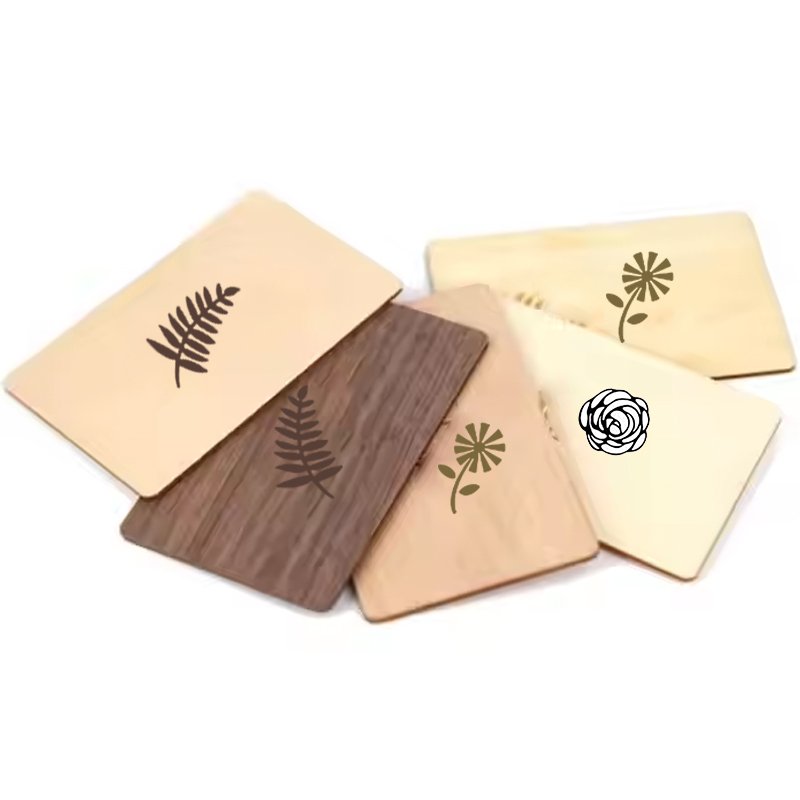 Manufacture biodegradable Bamboo Beech Cherry 213 215 216 chip QR Code key cards hotel nfc wood rfid blank wooden business card