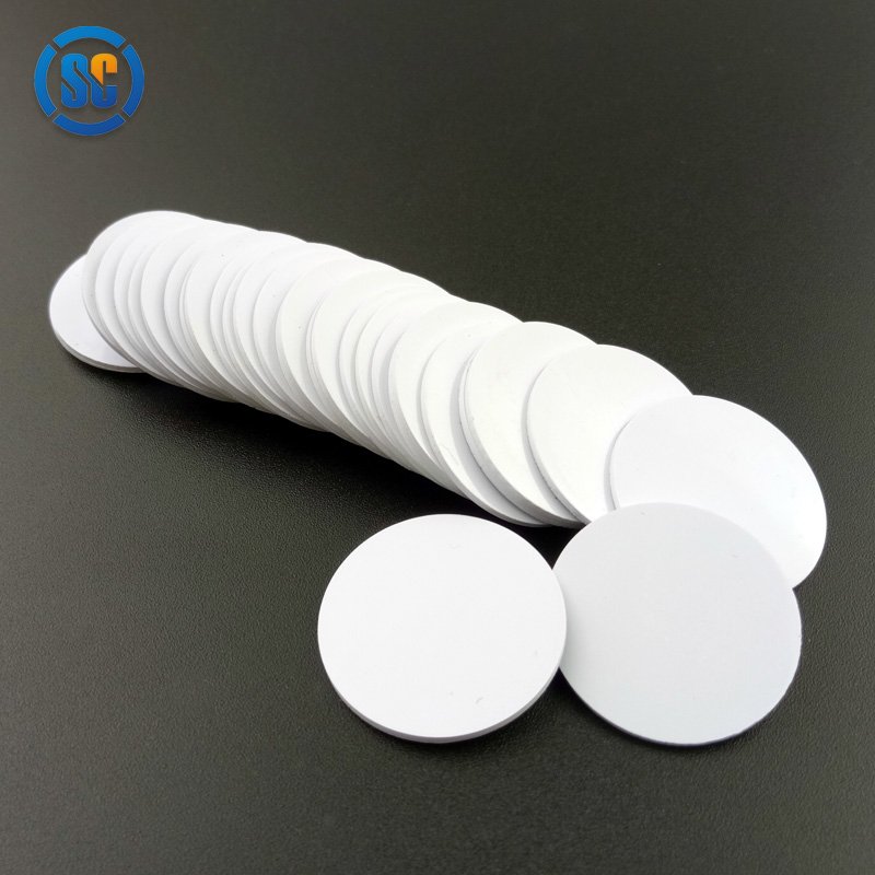 Sencan high quality custom printing 25mm 30mm 125khz tk4100 pvc coin tag id sticker for access control card