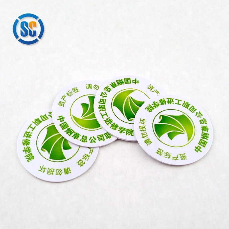 Sencan high quality custom printing 25mm 30mm 125khz tk4100 pvc coin tag id sticker for access control card