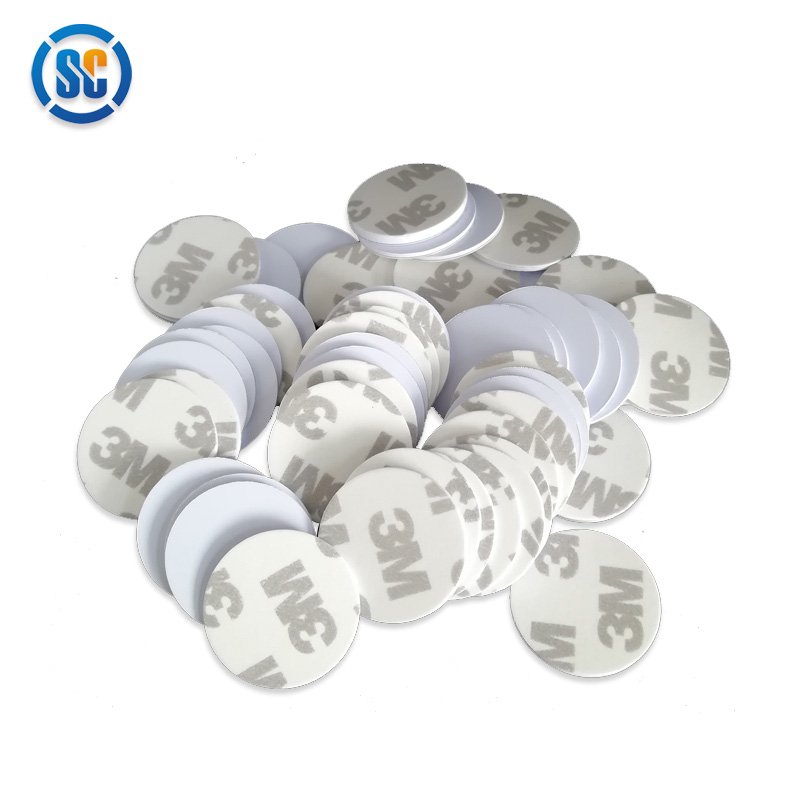 Sencan high quality custom printing 25mm 30mm 125khz tk4100 pvc coin tag id sticker for access control card