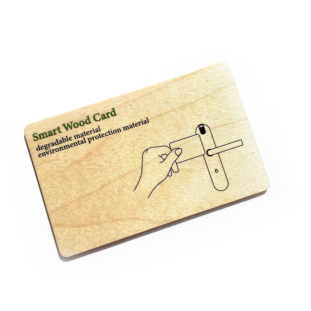 CR80 Standard Size RFID 13.56MHz NFC Blank Bamboo Wood Card Access Control Hotel Key Card