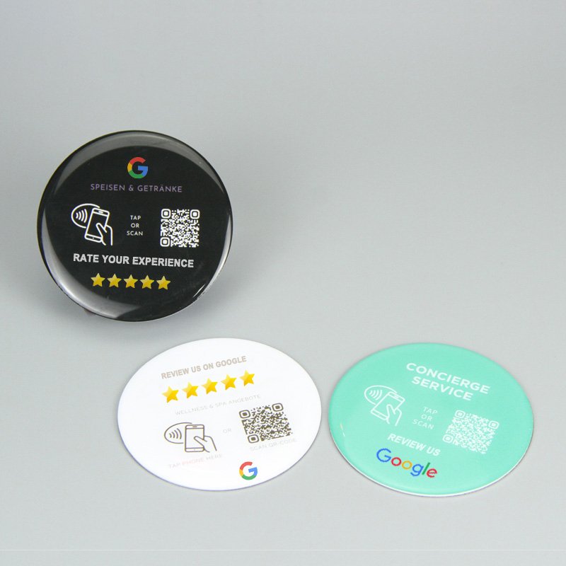 Custom Frequency 13.56mhz Waterproof Epoxy Google Review Nfc Card Tag Stickers Nfc review Circle NFC Google review tag sticker