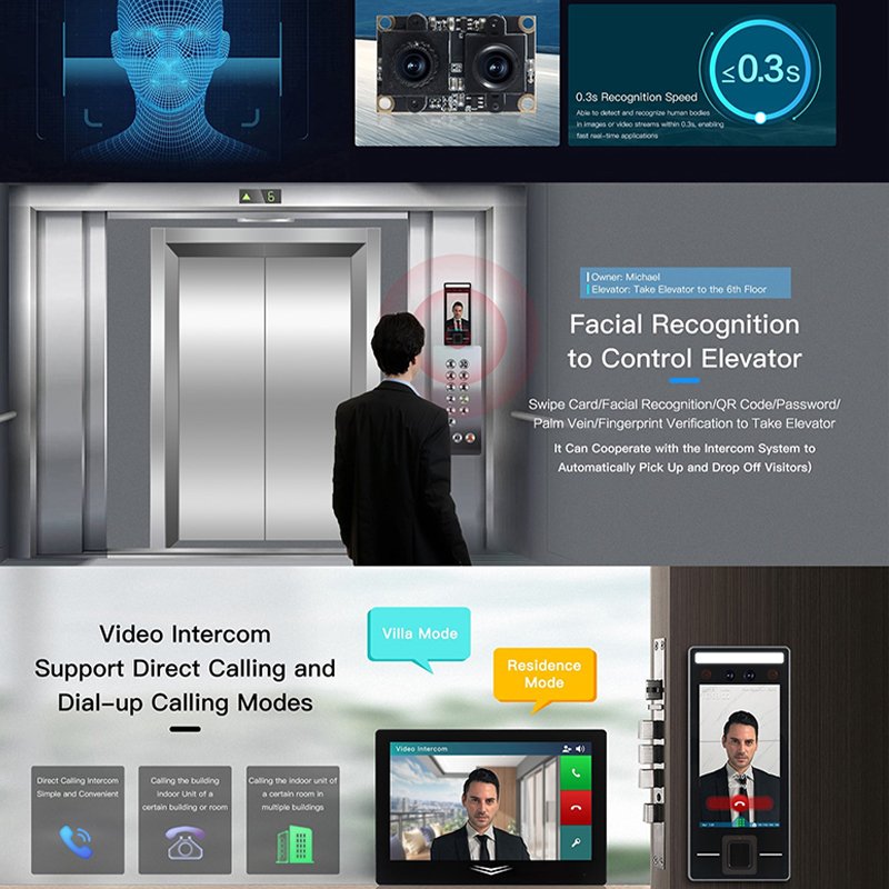 Hot sales 5.5inch Multi Biometric Palm Fingerprint Face Recognition Terminal Access Control Time Attendance with Free Software