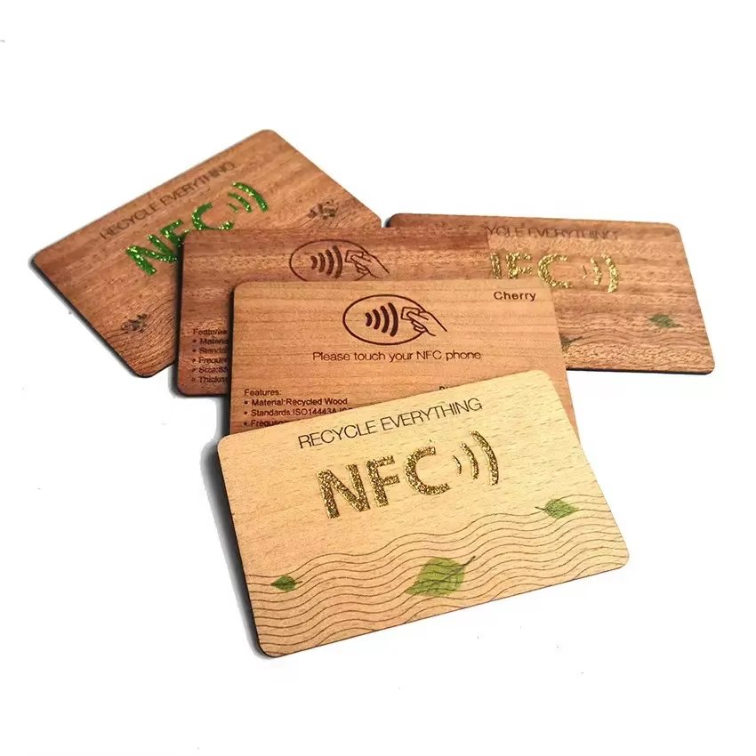 Custom Logo Laser Engraved Printed Wood RFID NFC Card for Business Card Access Control Hotel Room Door Card