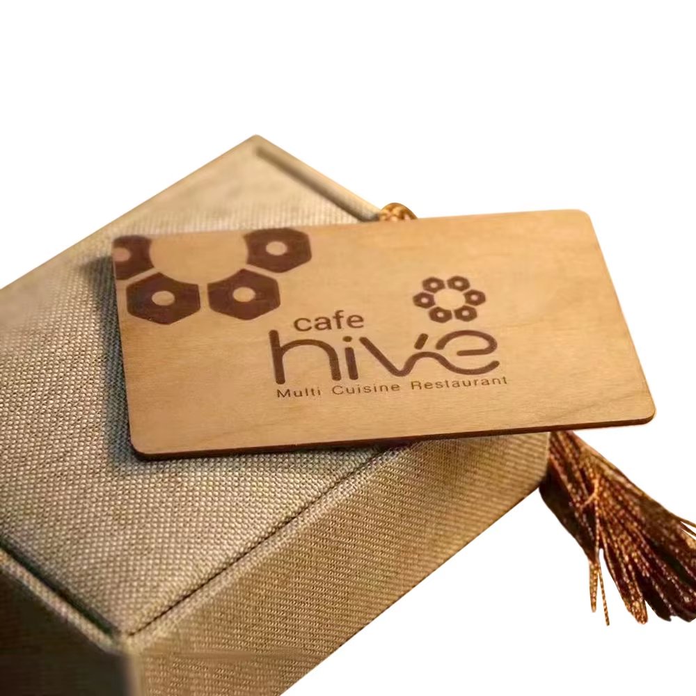 Custom Logo Laser Engraved Printed Wood RFID NFC Card for Business Card Access Control Hotel Room Door Card