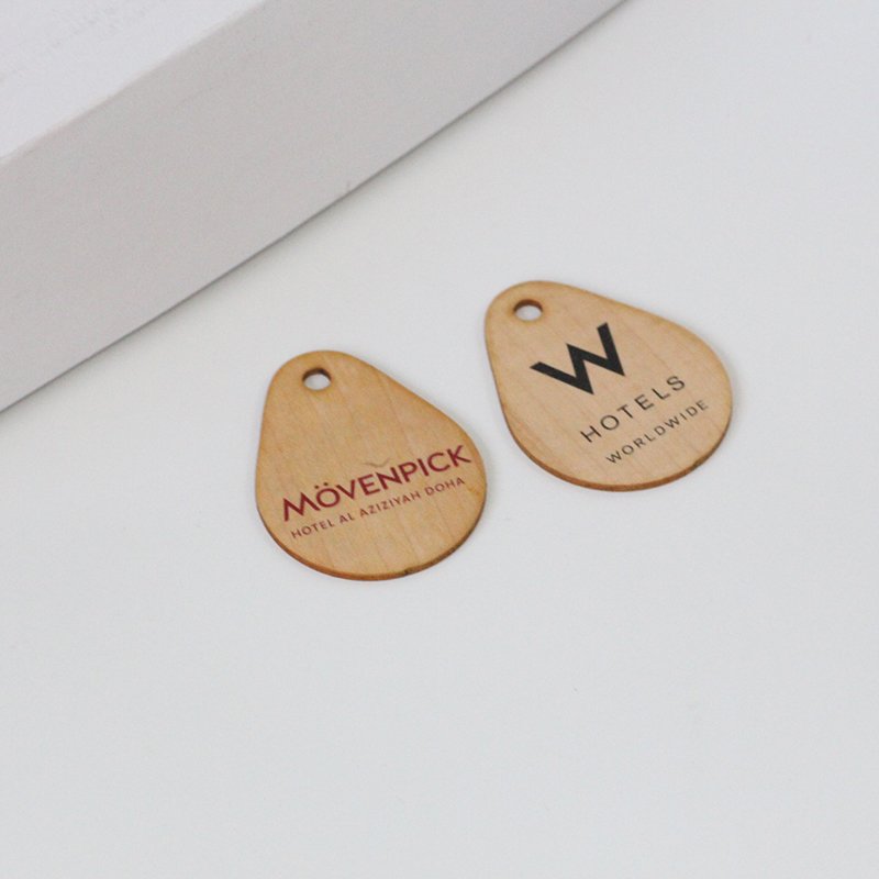 Cheap round wood environment friendly RFID hotel key tag card NFC access control card 13.56Mhz 1k chip card