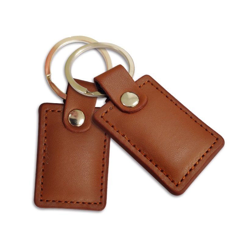 13.56Mhz leather keychain chain smart card RFID key fob with chip can be customized access control card