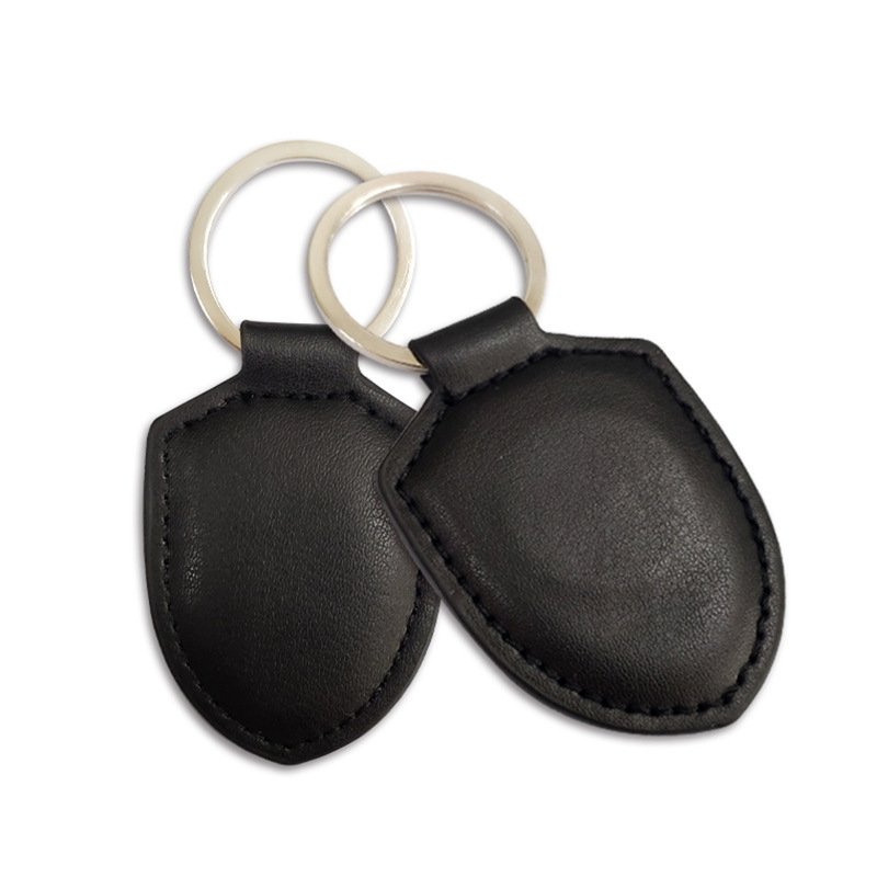 13.56Mhz leather keychain chain smart card RFID key fob with chip can be customized access control card