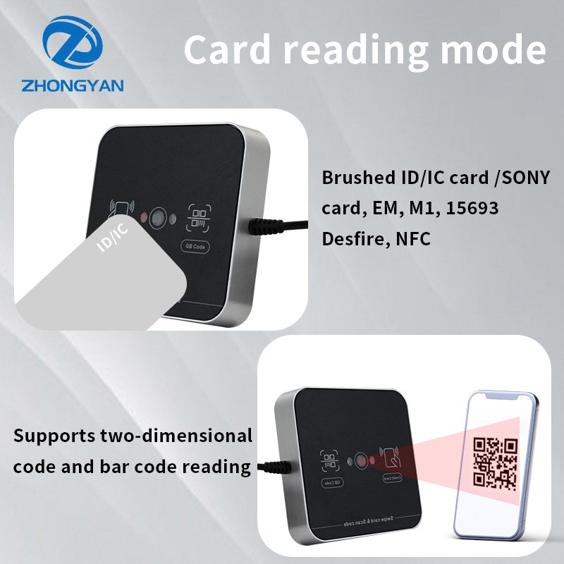 RFID Dual Frequency 125Khz EM4100 ID 13.56Mhz IC Card 1D 2D Barcode NFC Smart USB QR Code Scanner Desktop Reader