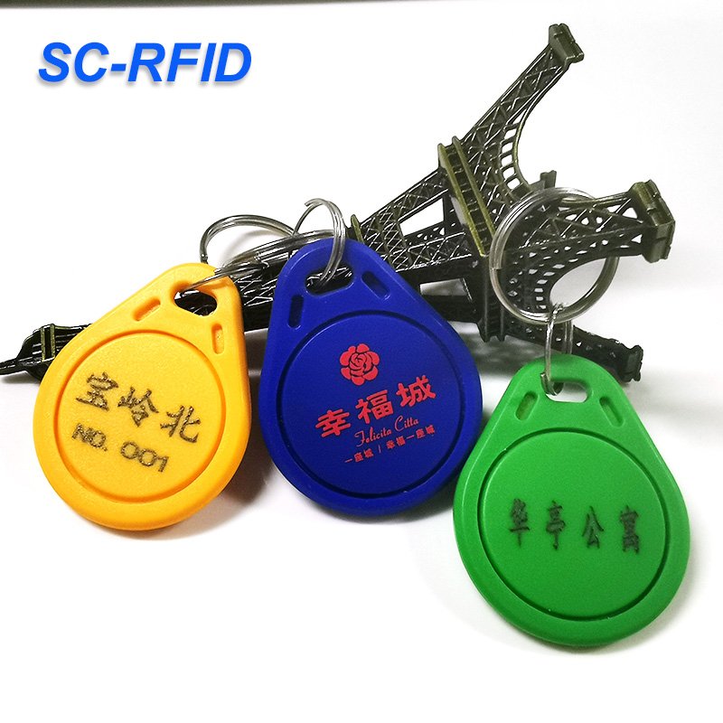 Custom Logo Printed Access Control Card 13.56MHz RFID Keychain NFC Keyfob For Access Control