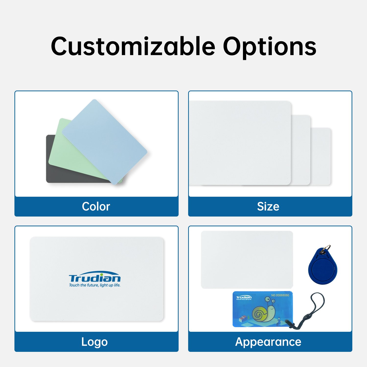 Trudian Plastic PVC Ntag213 180Bytes 125 khz/13.56Mhz Rfid Proximity Cards Blank NFC Contact Business Card for access control