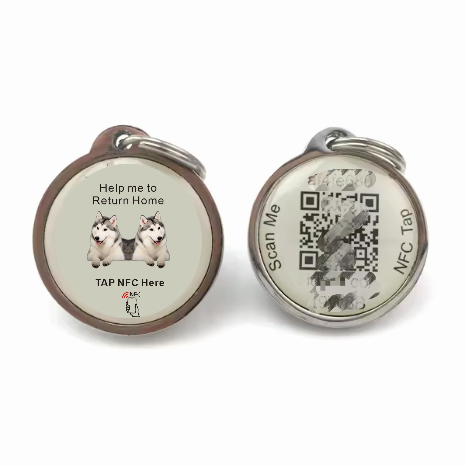 13.56MHz Full Epoxy Edge Custom Logo and QR Code Print NFC Dog Tag Mini RFID Pet Tag with Special Features