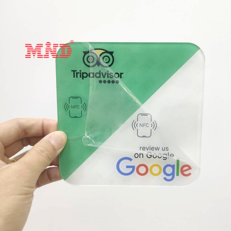 Dual Chip Access Control Nfc Tag Acrylic Google Review Nfc Card Sticker