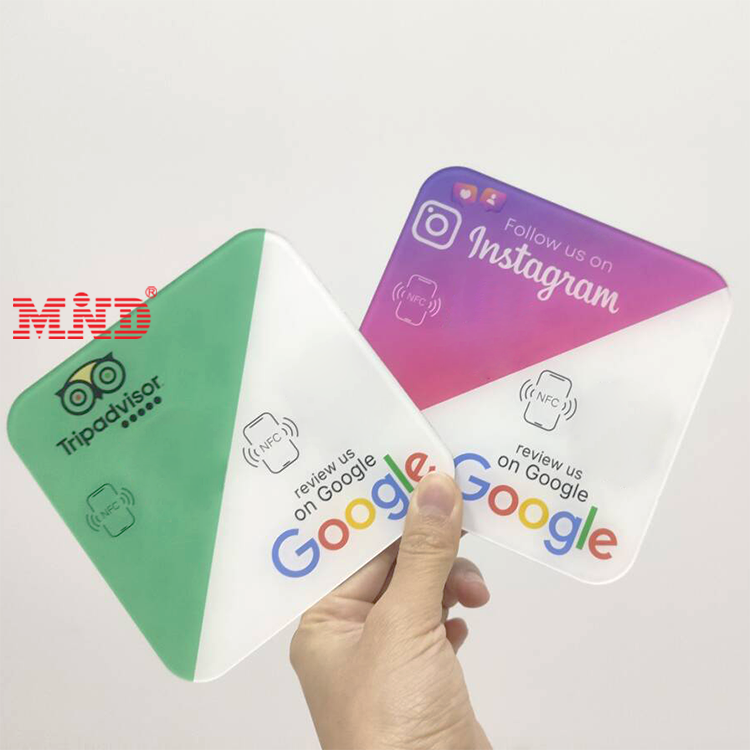 Dual Chip Access Control Nfc Tag Acrylic Google Review Nfc Card Sticker