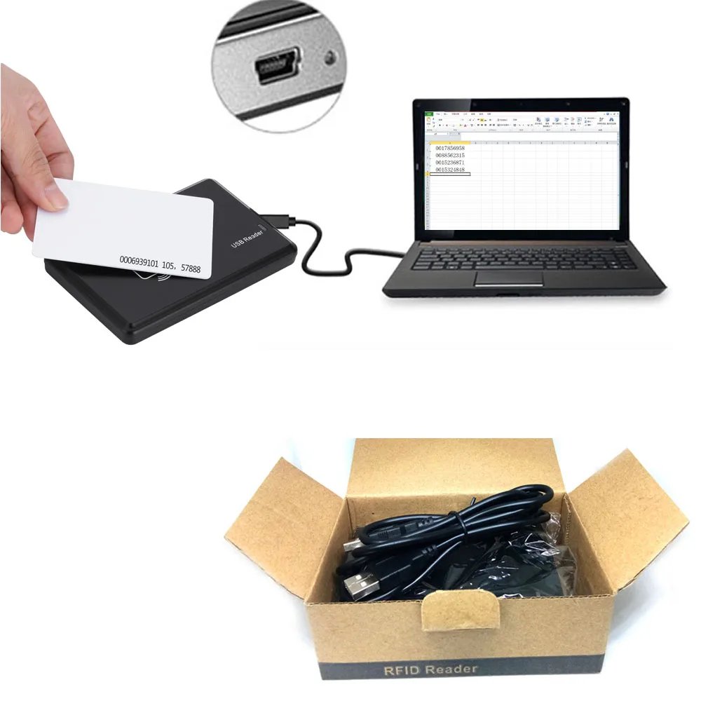 125KHz 13.56MHz RFID Reader USB Proximity Sensor Smart Access Control Card Reader