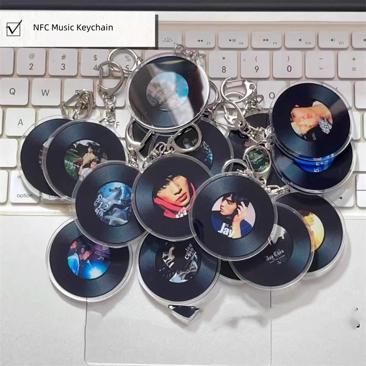 2024 Super Popular DIY Smart Rfid NFC Music NFC Acrylic Key Chain Tag Directly Play Music Card