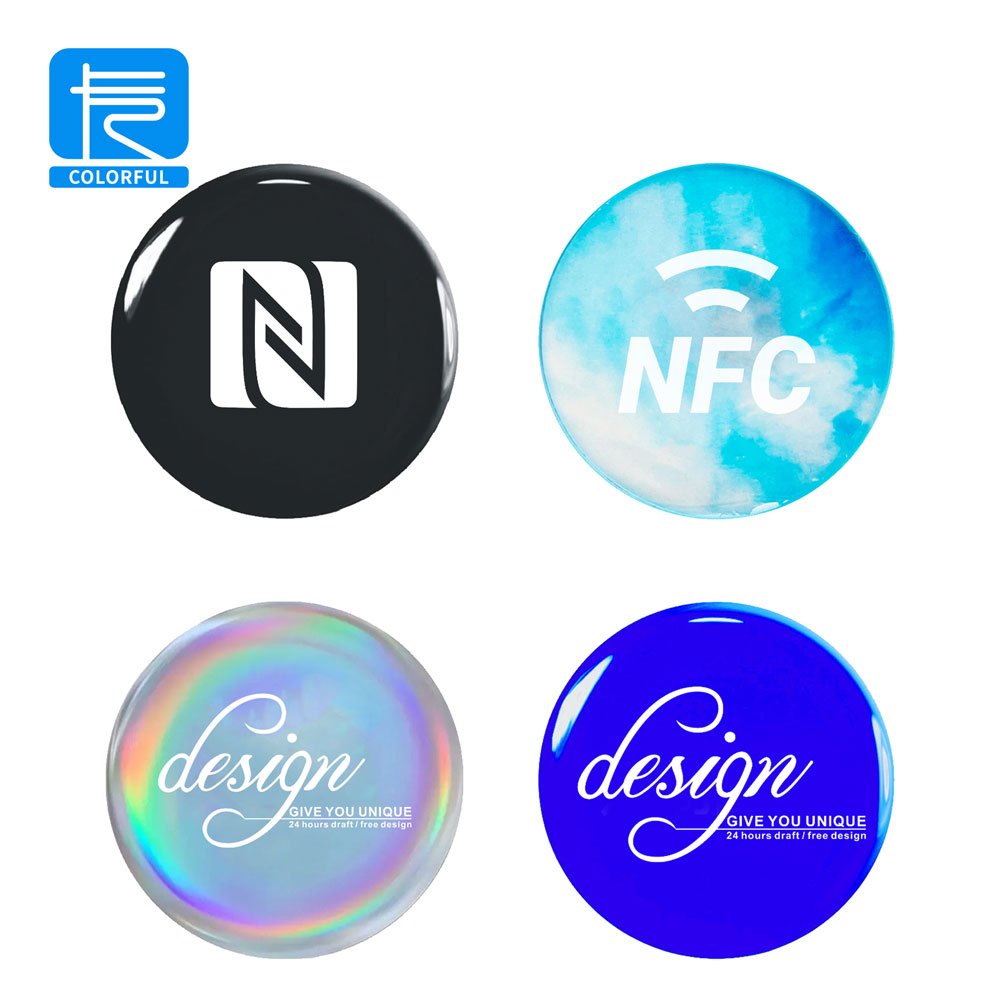 Custom Digital Business Card Smart Phone RFID Tag 3 Cm Epoxy NFC RFID Logo Tag Label NFC Sticker