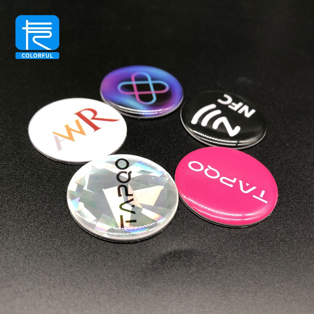 Custom Digital Business Card Smart Phone RFID Tag 3 Cm Epoxy NFC RFID Logo Tag Label NFC Sticker
