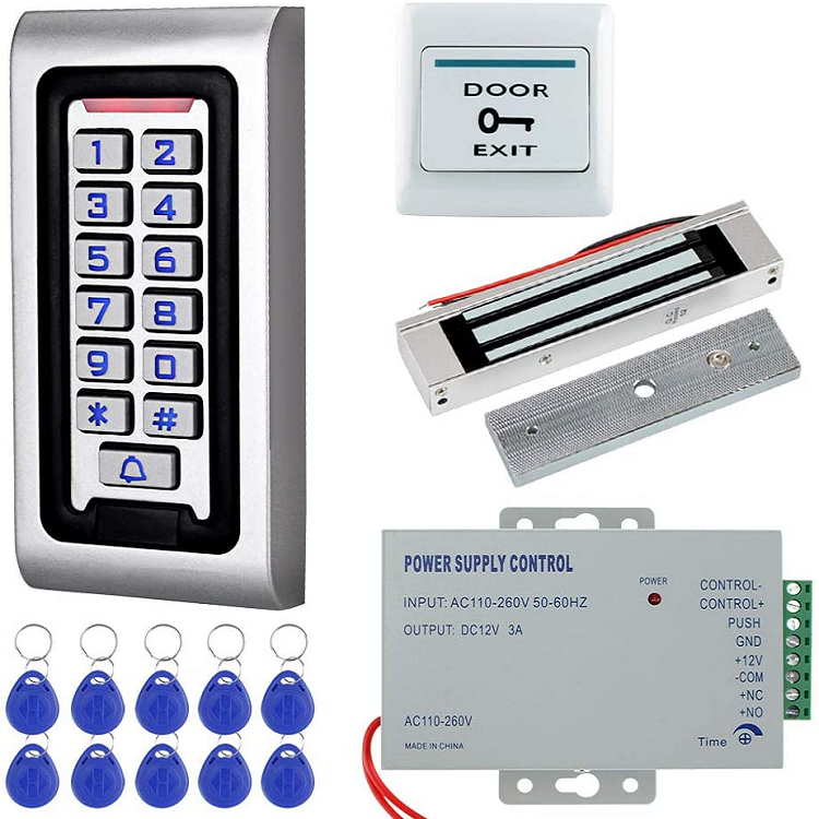 Door Entry Access Controller Magnetic Lock Power Supply Exit Button 125Khz Proximity RFID Card Reader Door Access Control Kit