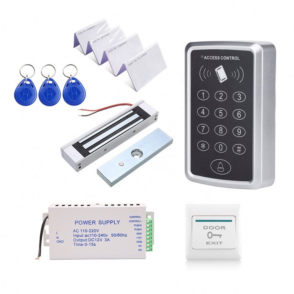 Door Entry Access Controller Magnetic Lock Power Supply Exit Button 125Khz Proximity RFID Card Reader Door Access Control Kit