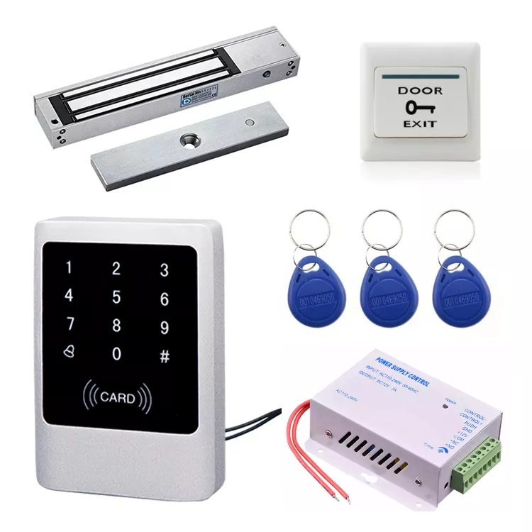 Door Entry Access Controller Magnetic Lock Power Supply Exit Button 125Khz Proximity RFID Card Reader Door Access Control Kit