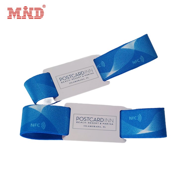 Woven rfid fashion fabric bracelet wristband custom polyester festival stretchy elastic wrist band