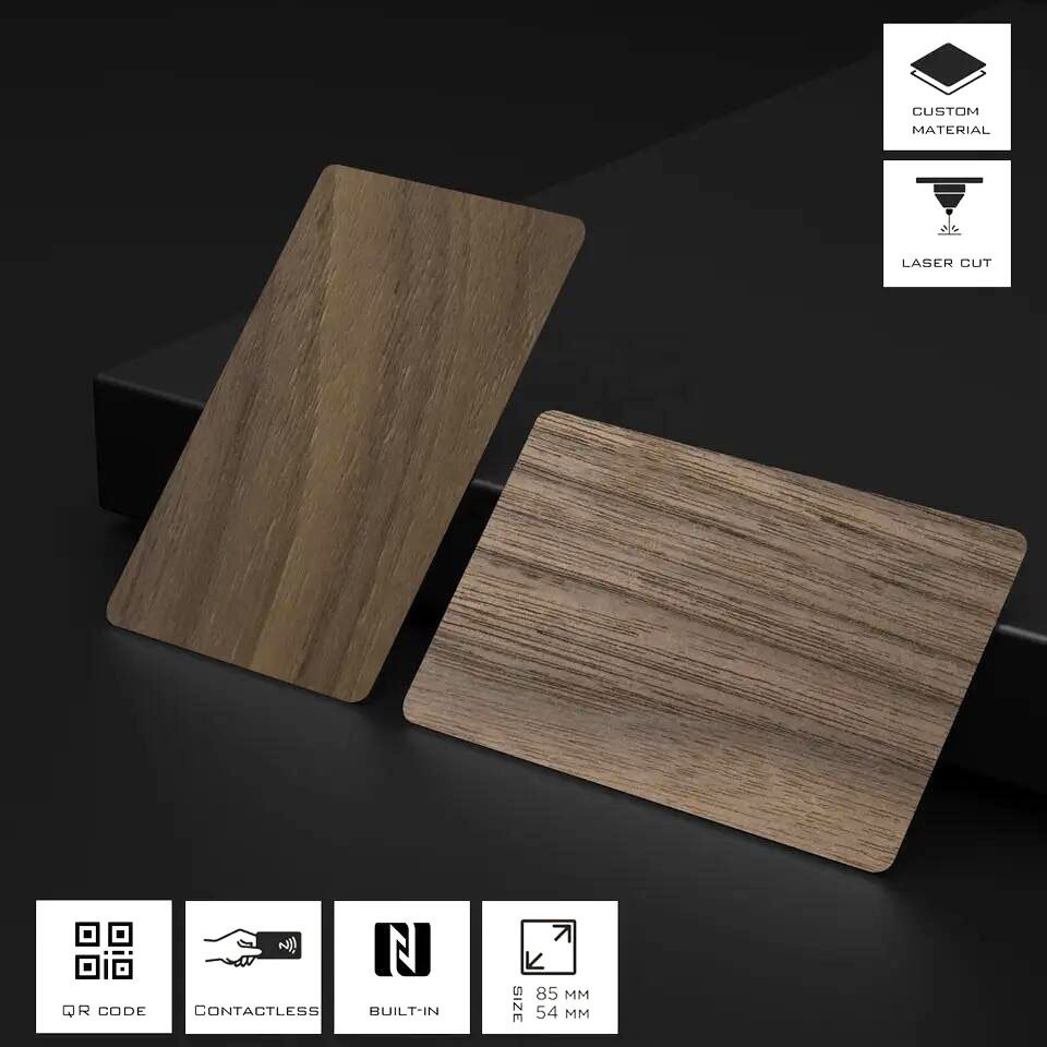 Programmable bamboo wood nfc business cards custom rfid wooden card rfid Chip Laser Engraved Nfc Wood Access Control Card