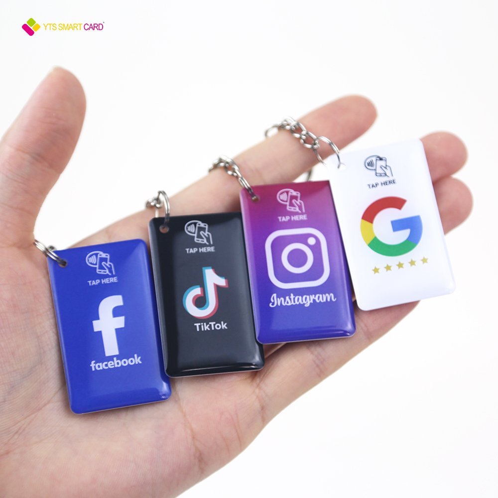 YTS factory price customize Waterproof nfc rfid chip keychain access control epoxy business card